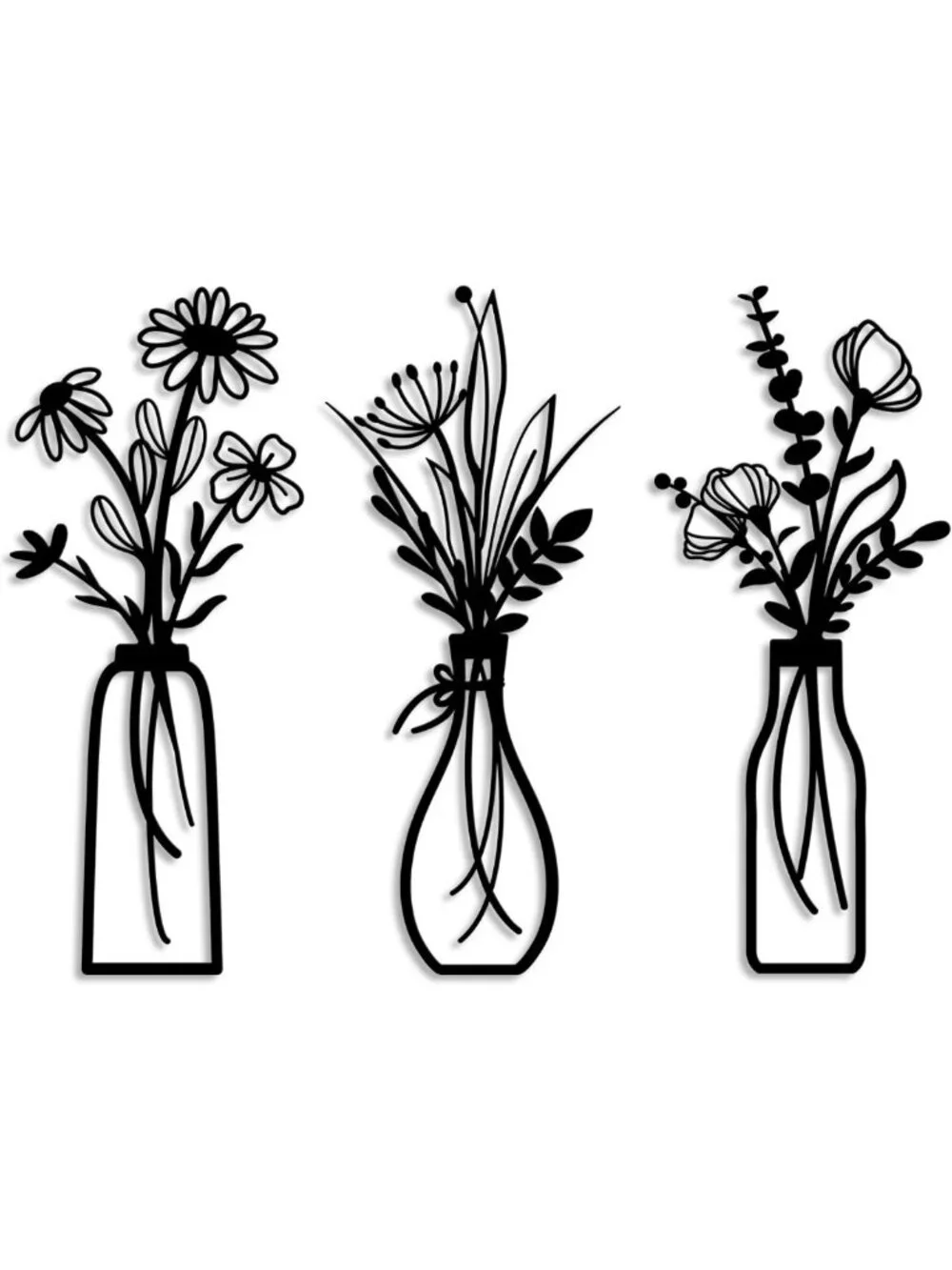 3-Piece Metal Flower Wall Art Set - Rustic Farmhouse Decor for Living Room